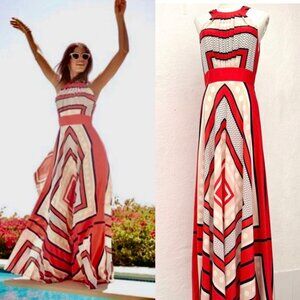 Eliza J Red Geometric Maxi Dress
